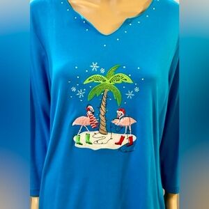 Allyson Whitmore Flamingo Christmas Shirt. Sz XL